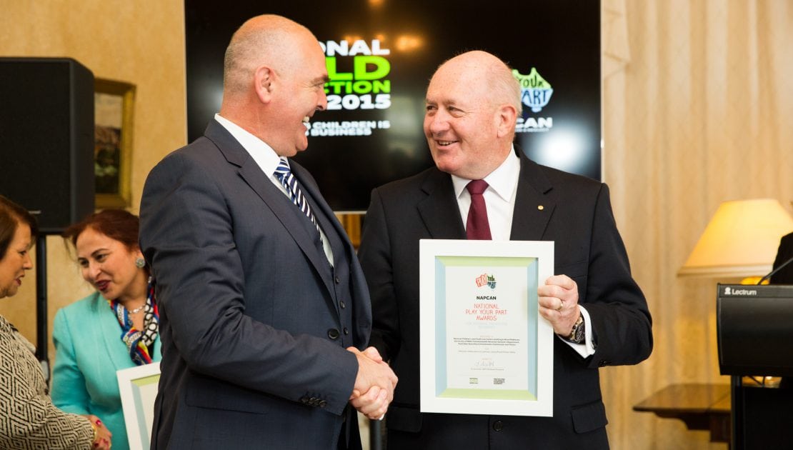 National Children’s and Youth Law Centre, Director, Matthew Keeley with His Excellency General the Honourable Sir Peter Cosgrove AK MC (Retd) at Admiralty House.