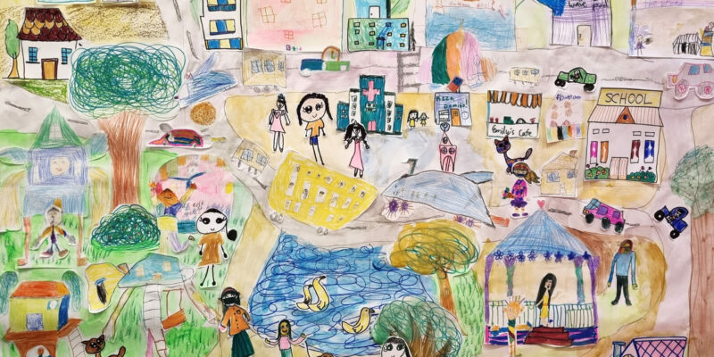 NSW Epping Sunshine Family After Care - All our school children drew a collaborated picture with the theme of 'Our neighborhood, we live together'All our school children drew a collaborated picture with the theme of 'Our neighborhood, we live together'.
