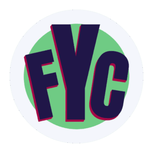 Fair Youth Campaign logo with white ring. Circle background and purple font.