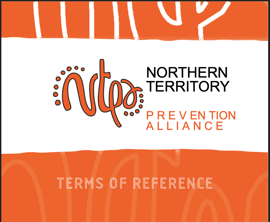 Image of The Northern Territory's Prevention Alliance NTPA TOR Terms of Agreement. Orange designed book covere.