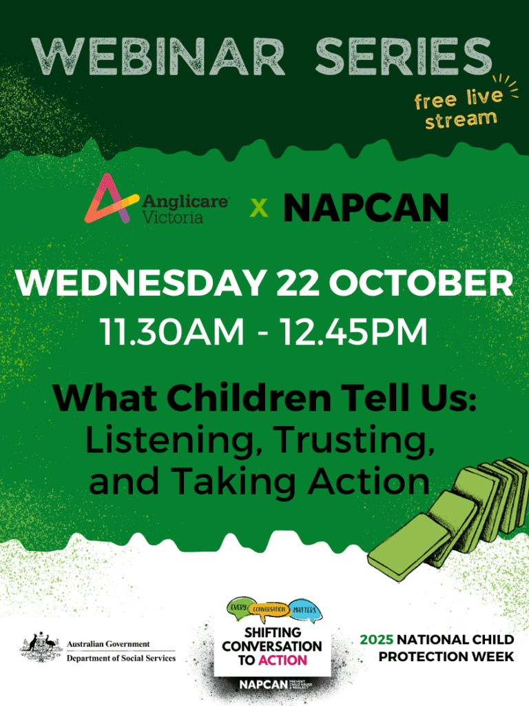 Image of Anglicare x NAPCAN webinar 22 OCT - topic: What Children Tell Us