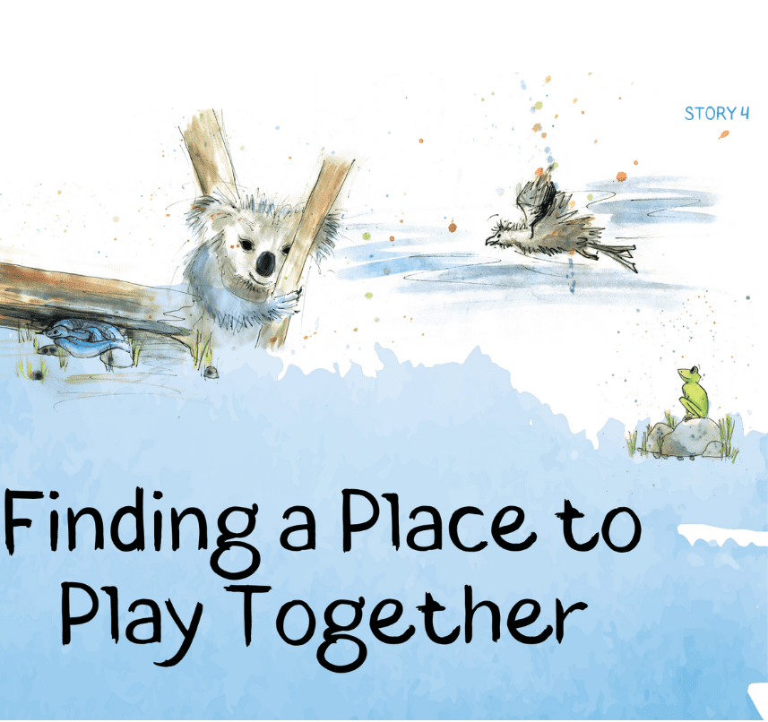 Watercolour artwork of native Australian animals. Koala, frog, bird, and snake.